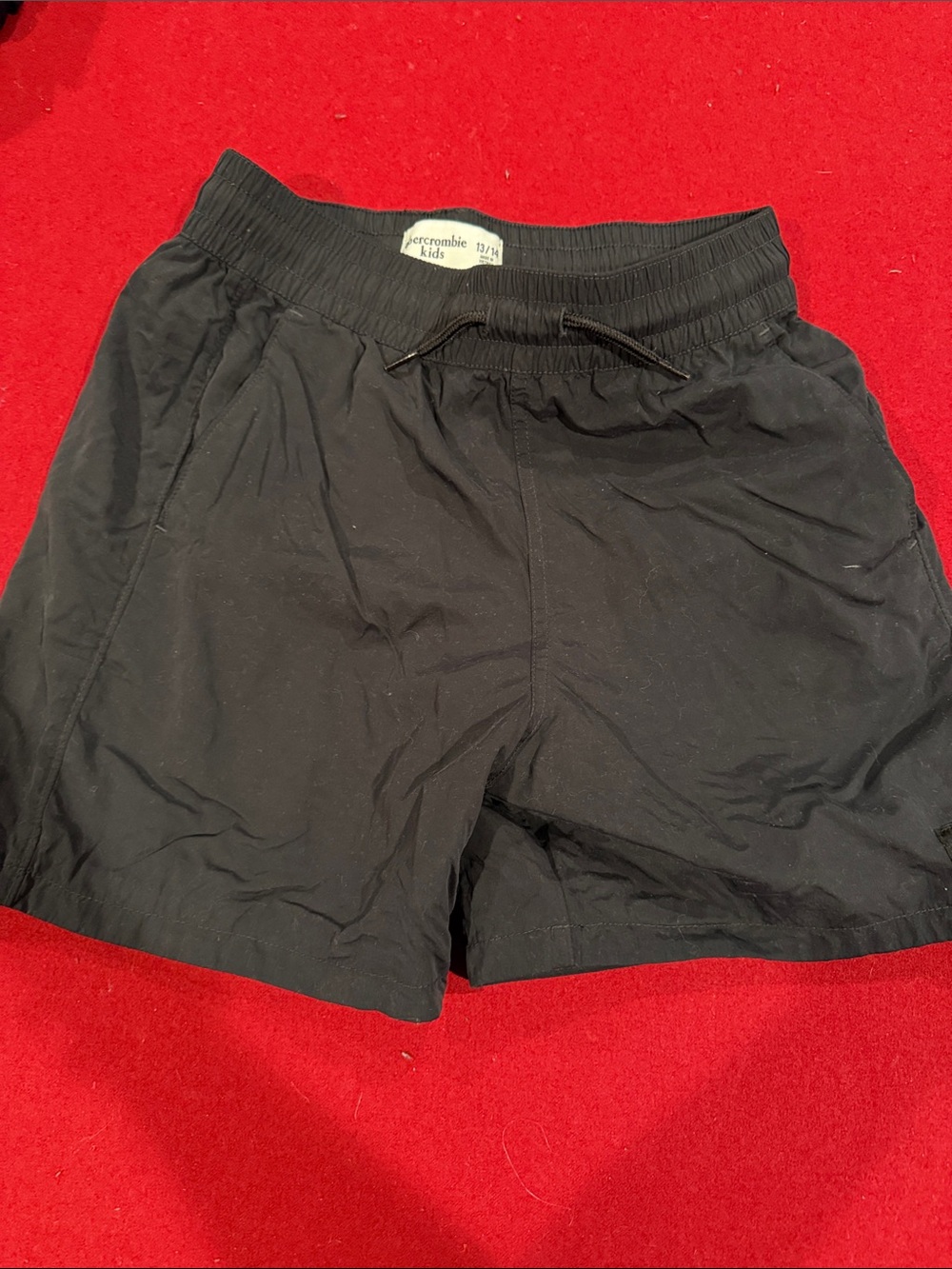 abercrombie kids black elastic drawstring shorts